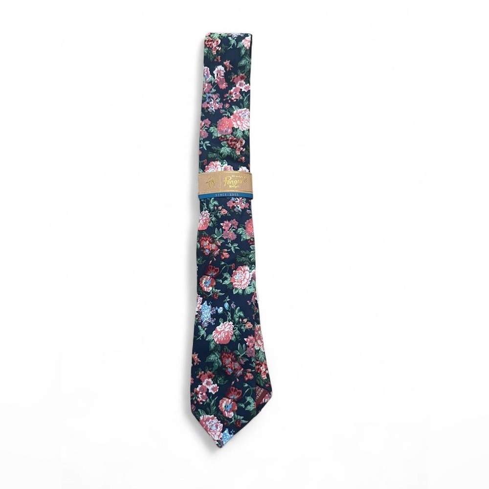 Penguin Original Brand Dark Navy Floral Skinny Tie NWT